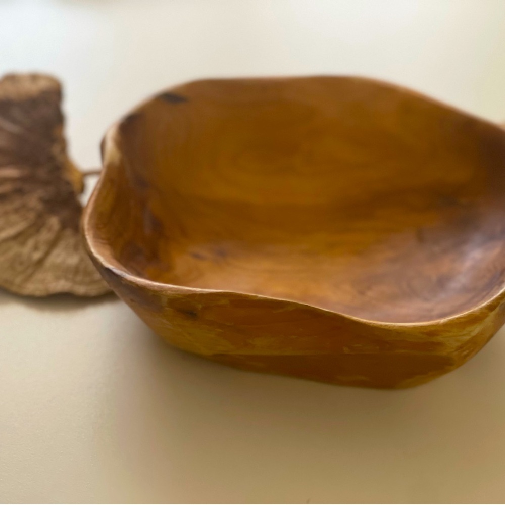 Organic wooden bowl. 8” diameter, 3” high.